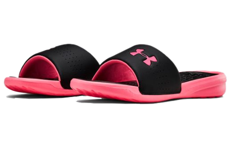 (WMNS) Under Armour Playmaker Fixed Strap Slide 'Black Pink' 3000063-001