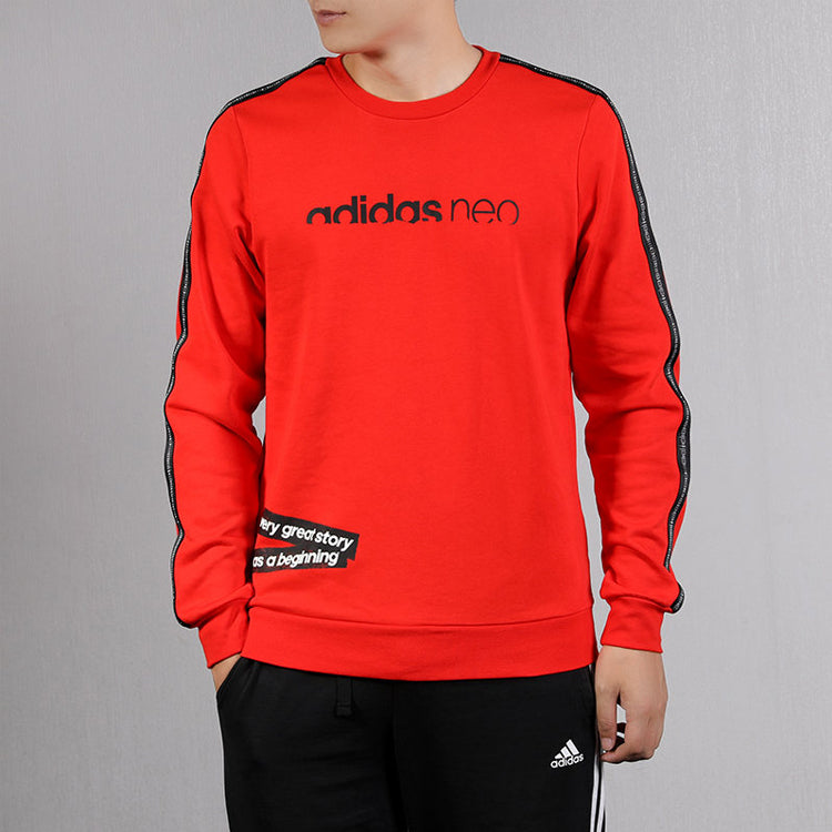 adidas neo M UT SWEAT Sports Round Neck Pullover Red EI4351