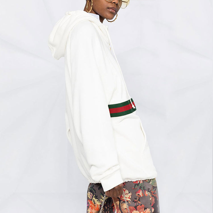 (WMNS) Gucci SS21 Detail Half Zipper Cotton Hoodie White 644656-XJC3W-9091
