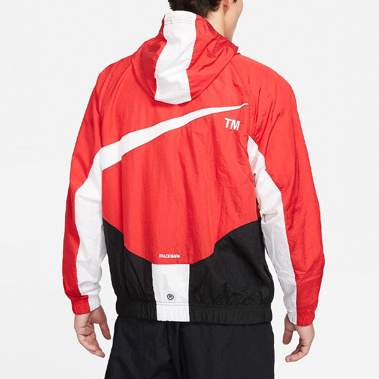 Nike Sportswear Swoosh Contrasting Colors Large Logo hooded Woven Jacket Red DD5968-657