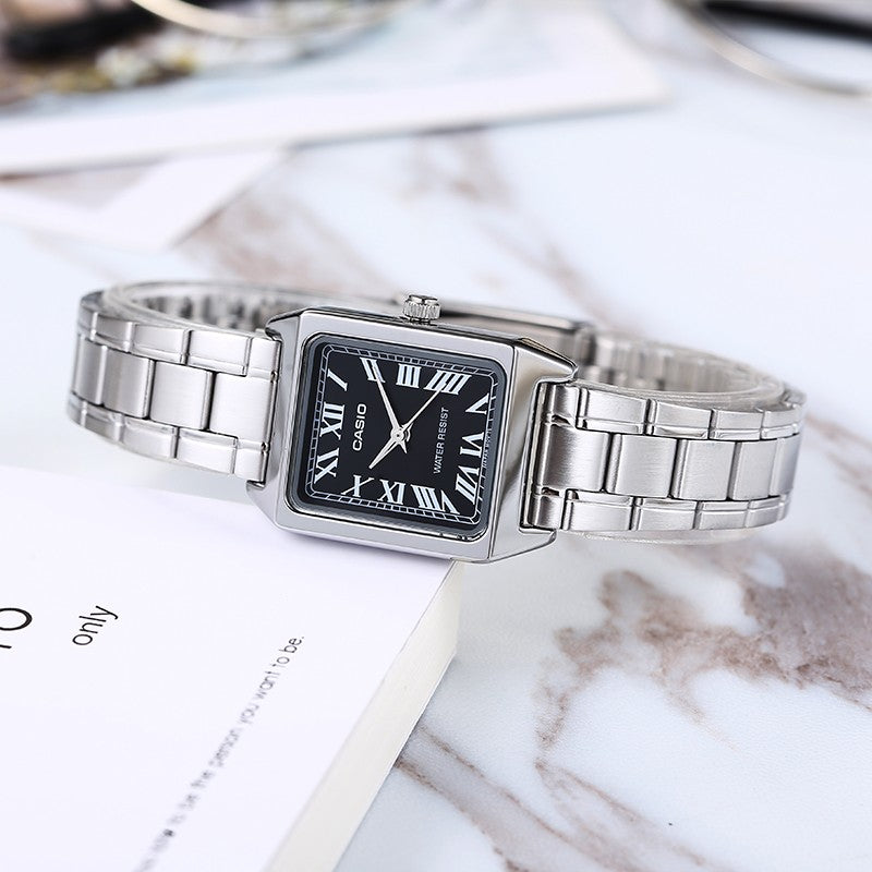 CASIO Waterproof Stainless Steel Band /Black Quartz Silver Analog LTP-V007D-1B