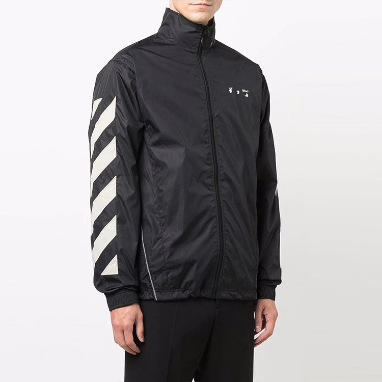 Men's Off-White Diagonal Stripes Jacket Loose Fit Black OMBD022F21FAB0011017
