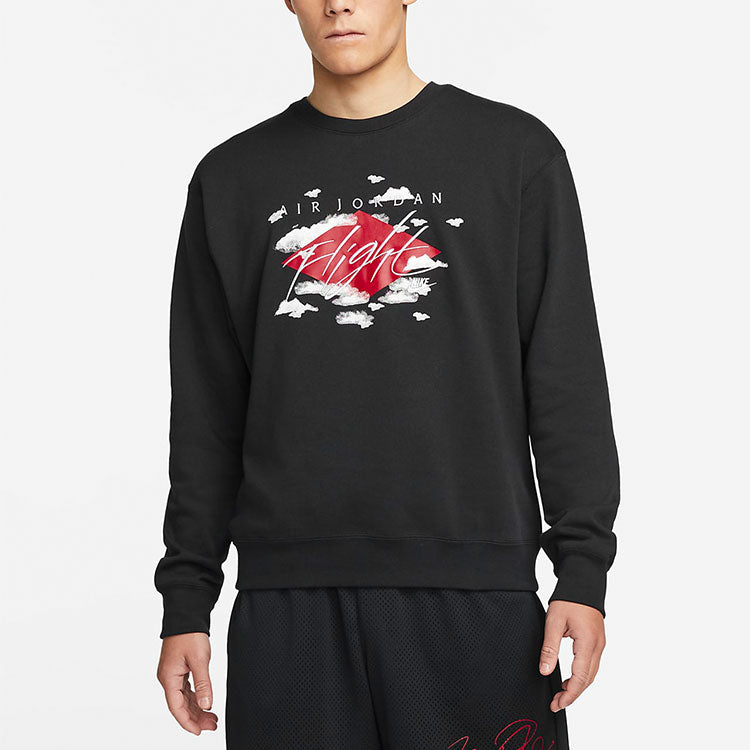 Men's Air Jordan Logo Alphabet Embroidered Sports Round Neck Pullover Black DH9036-010