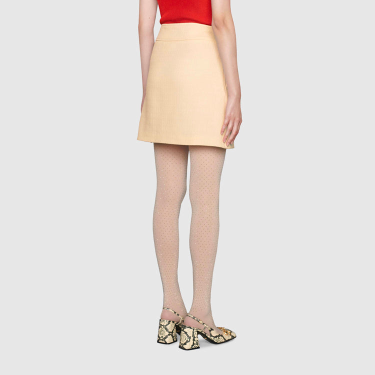 (WMNS) Gucci Horseback Buckle Diamond Wool Skirt For White 643330-ZAF5T-9205
