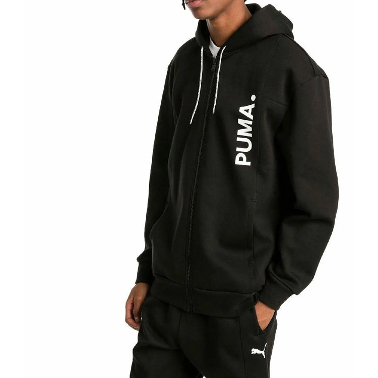 PUMA Alphabet Printing Casual Sports Hooded Jacket Black 57800001
