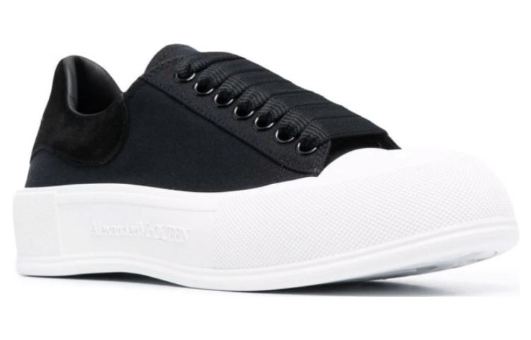 Alexander McQueen Deck Skate Plimsoll Lace Up 'Black White Sole' 654594W4MV71070