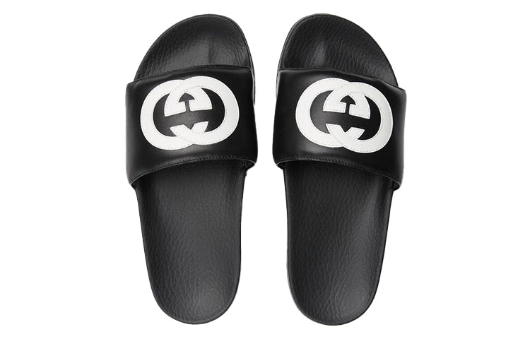 (WMNS) Gucci Interlock Double g Soft Sole Cozy Flat Heel Fashion Black Sandals 645770-0R0F0-1071