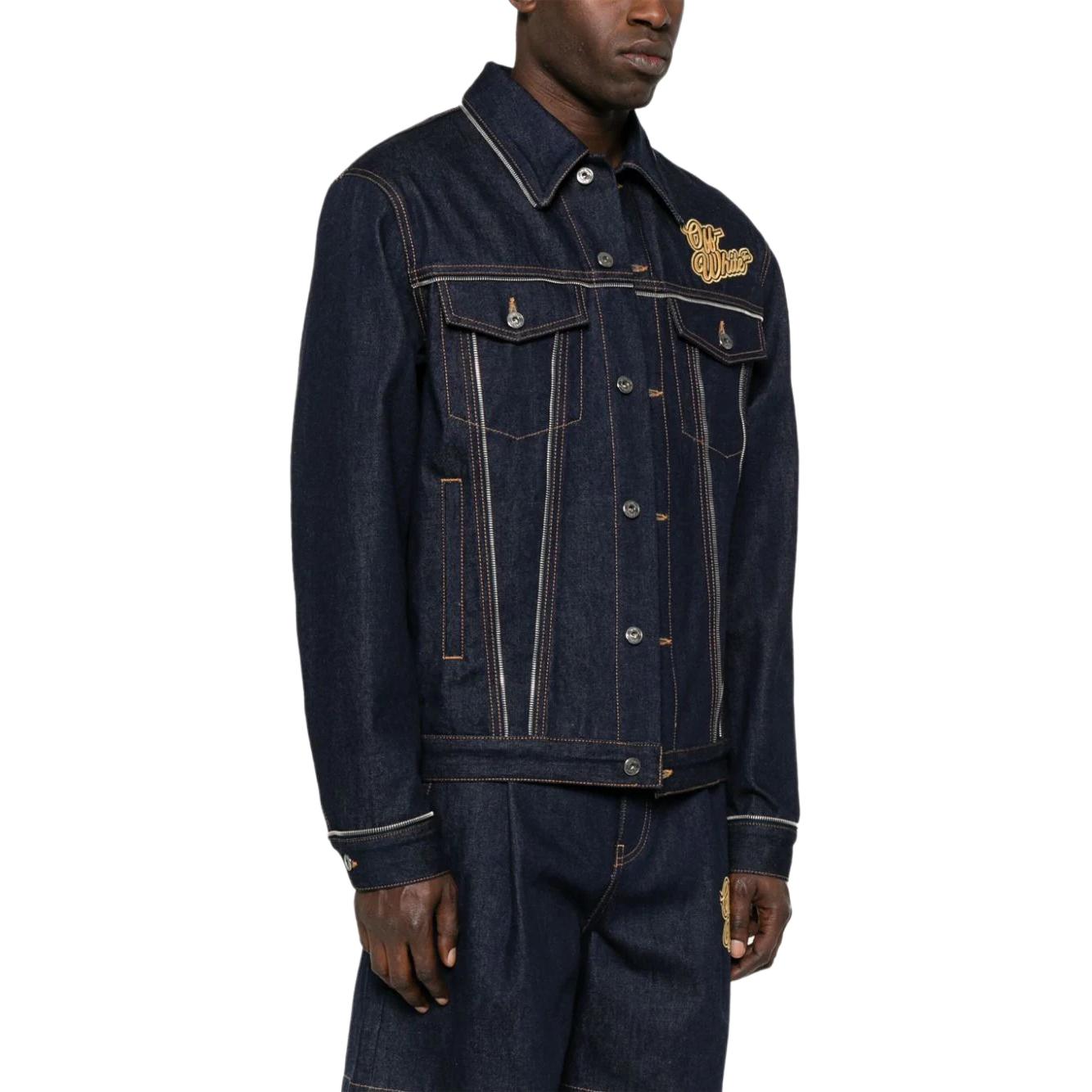Off-White 90s Logo Skate Denim Jacket 'Raw Blue Gold' OMYE092S24DEN0014522