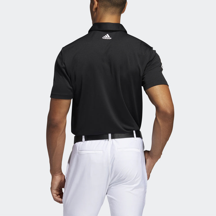 adidas Golf Sports Stripe Printing Short Sleeve Polo Shirt Black FJ9837