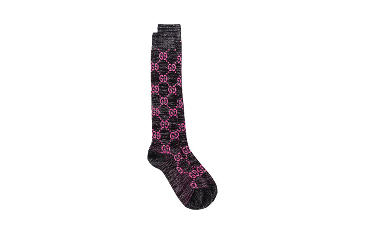 (WMNS) Gucci Cotton Lam GG Socks 'Black Pink' 476525-3G199-1072