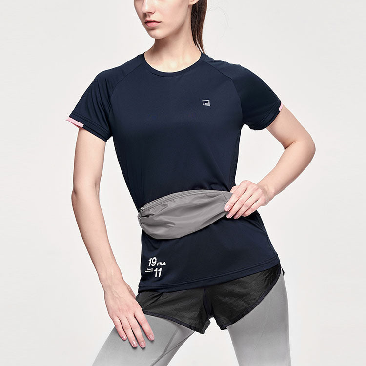 (WMNS) FILA Athletics Athleisure Casual Sports Running Breathable Short Sleeve Black A11W122101F-BK