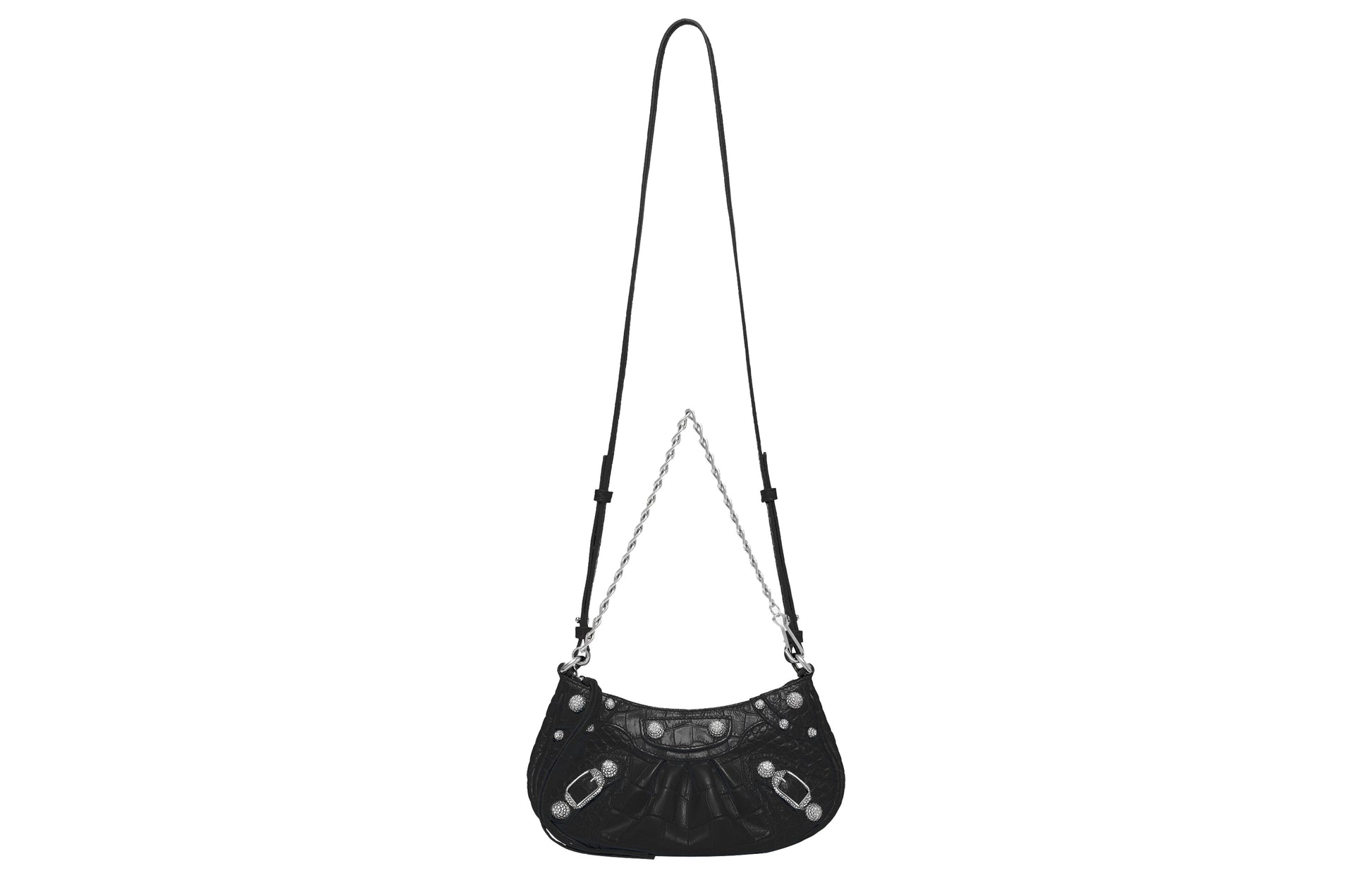 (WMNS) Balenciaga Le Cagole Mini Bag With Chain Crocodile Embossed 'Black' 69581423EJY1000