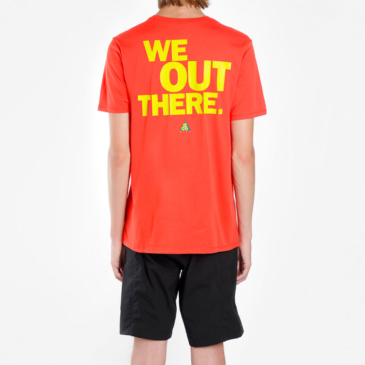 Men's Nike ACG Back Printing Short Sleeve Red T-Shirt AQ3951-634