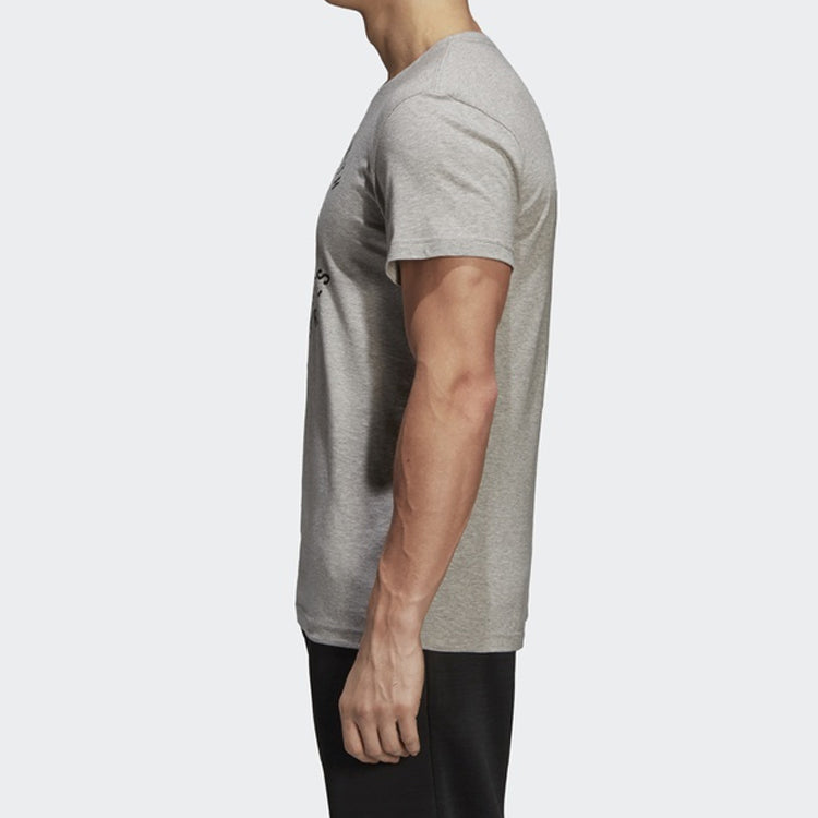 adidas Logo Printing ribbed Round Neck Short Sleeve Gray DI0286