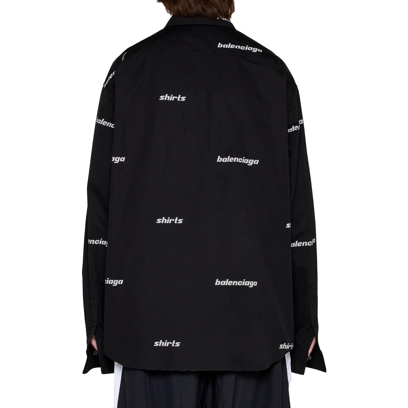 Balenciaga Logo Print Cotton Shirt 'Black' 662983TOL651070