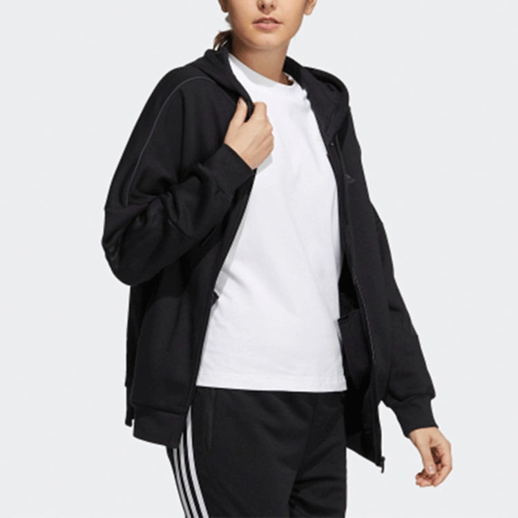 (WMNS) adidas Sports Fleece Lined Hooded Jacket Black GT6370
