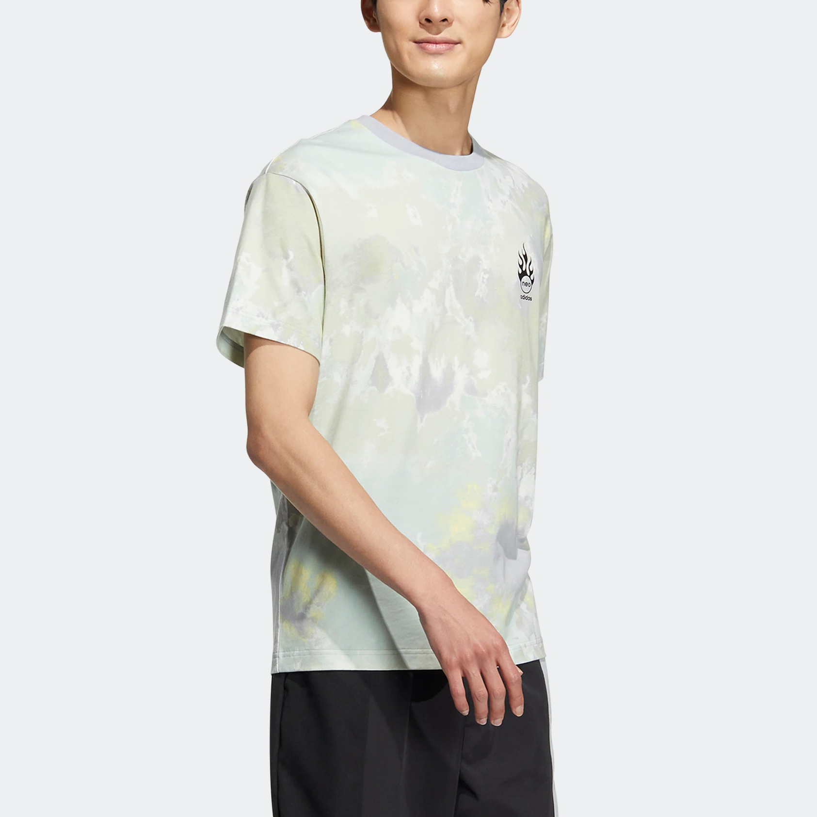 adidas neo Logo Printing Round Neck Sports Short Sleeve Light Green T-Shirt HN4738