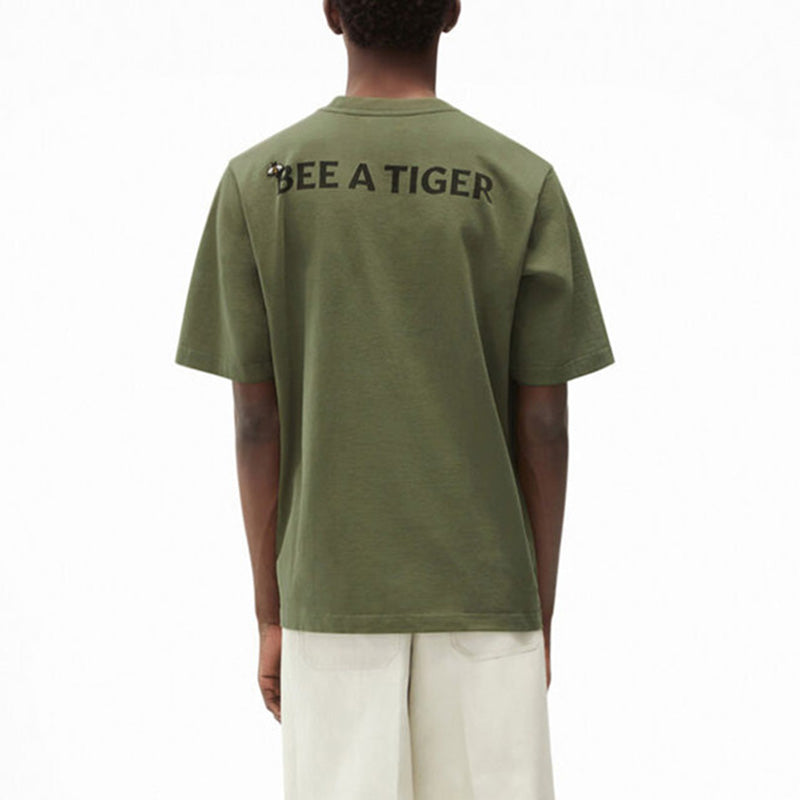 Men's KENZO SS21 Tiger Head Pattern Cotton Round Neck Short Sleeve Green FB55TS0844SB-48