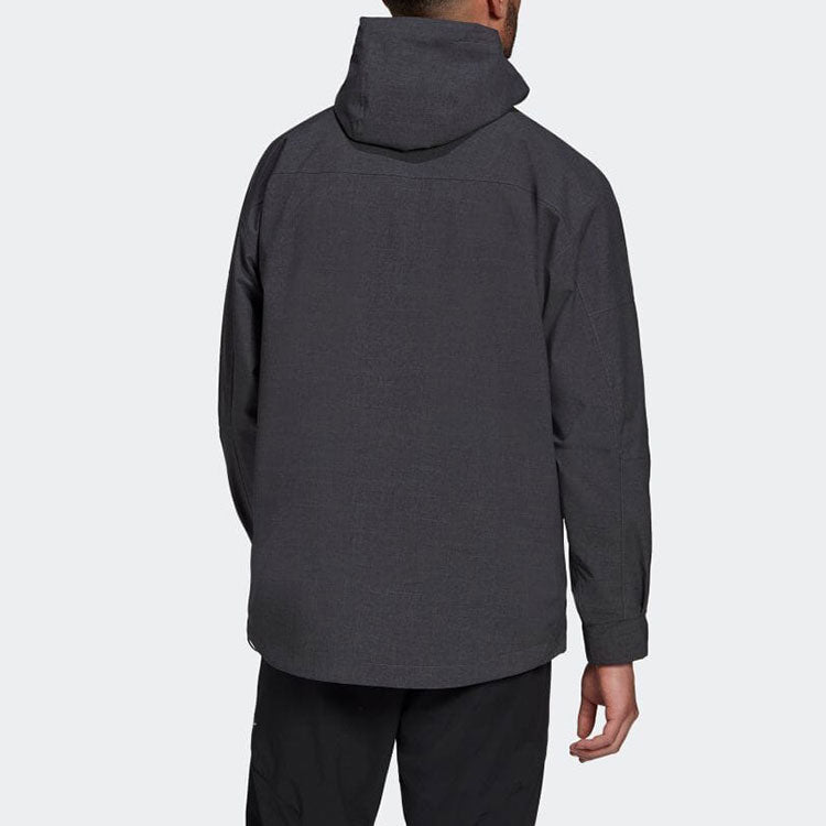 Men's adidas Outdoor 3 In 1 logo Sports Hooded Jacket Black GE9893