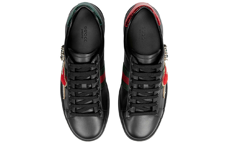 (WMNS) Gucci Ace Series Cowhide Sports Shoe 'Black Green Red' 472990-A38G0-1283