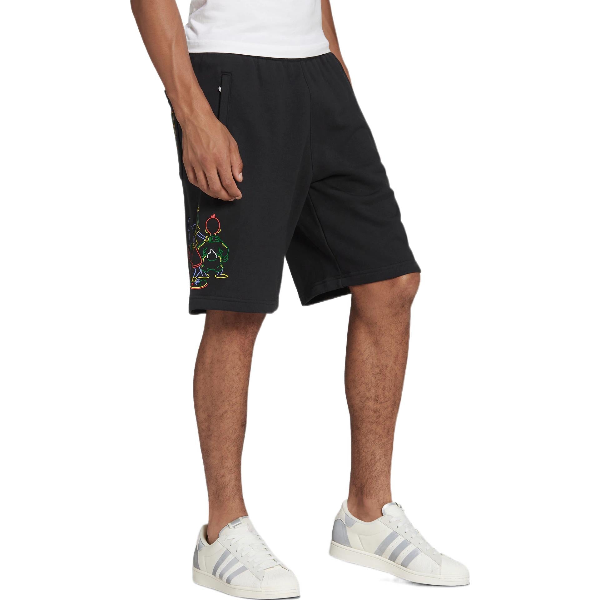 adidas originals Solid Color Cartoon Mickey Pattern Straight Sports Shorts Black HF4930