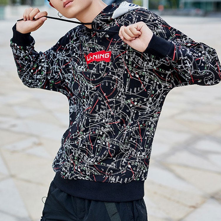 Li-Ning Red Flag Casual Sports Pullover Hoodie 'Black' AWDPB09-3