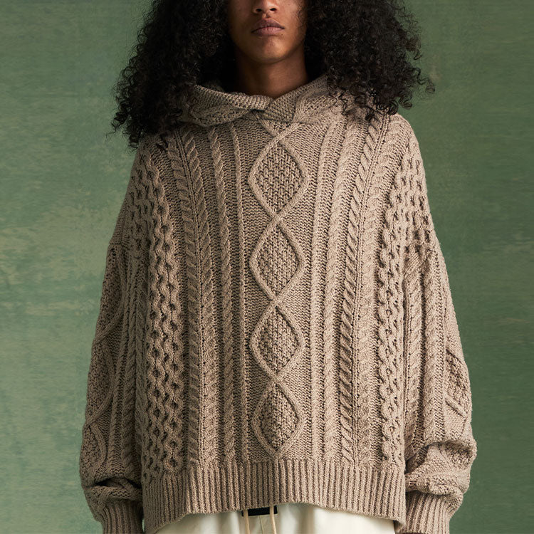 Fear of God Essentials FW23 Cable Knit Hoodie 'Core Heather' 192BT234394F