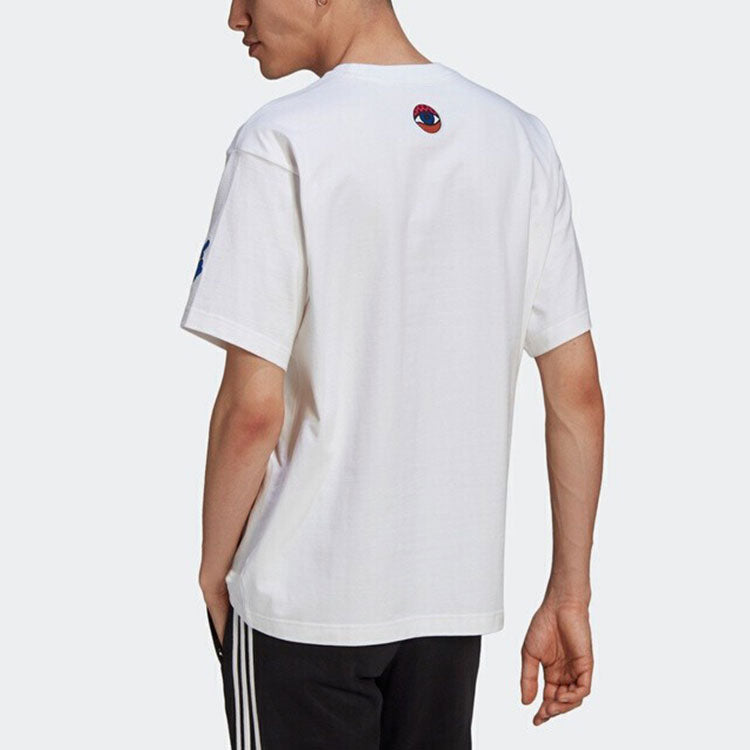 adidas originals Artist Tee Ss Earth Printing Sports Round Neck Short Sleeve White HA4693