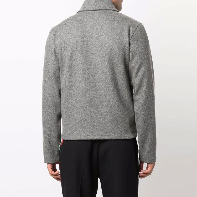 Off-White FW21 Solid Color lapel Zipper Jacket Version Gray OMBD030F21FAB0010606