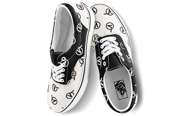 Vans Era Full Print Retro Casual Skate Shoes Unisex Black Beige 'Black White' VN0A4BV417H