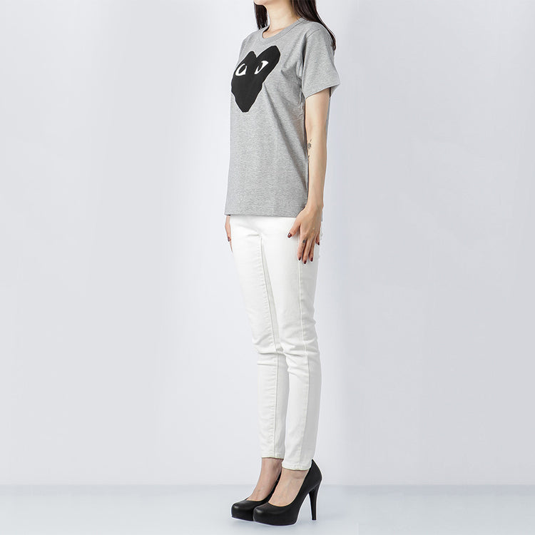 (WMNS) COMME des GARCONS PLAY Heart Logo Tee 'Grey Black' AZ-T083-051-1
