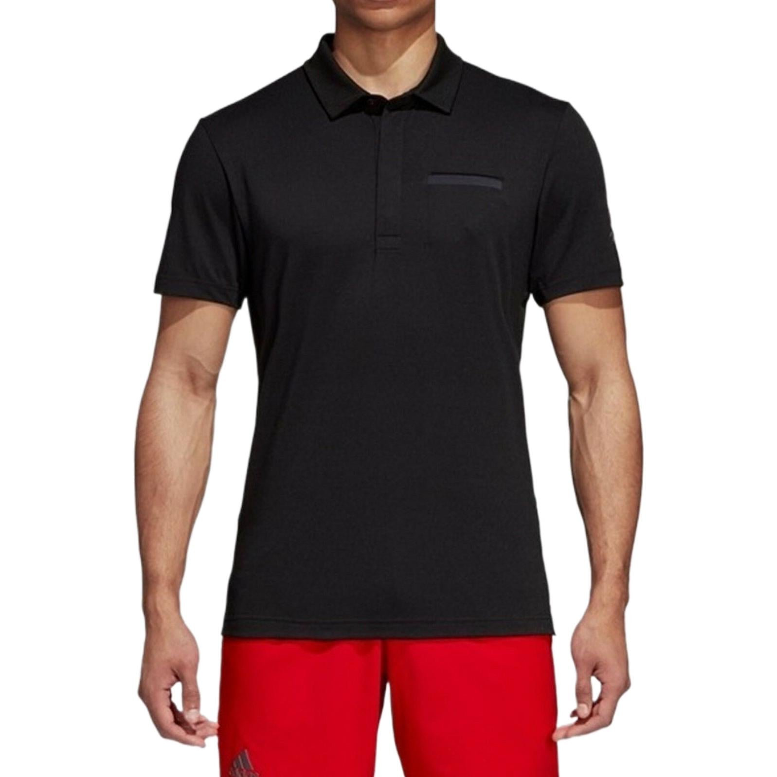 adidas Solid Color Athleisure Casual Sports Short Sleeve Polo Shirt Black CY3330