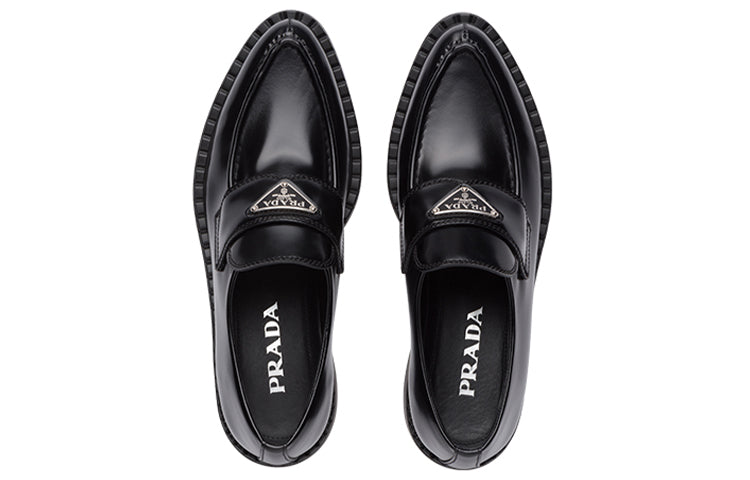 (WMNS) PRADA Brushed Leather Pointy Monolith Loafers 'Black' 1D673M_050_F0002