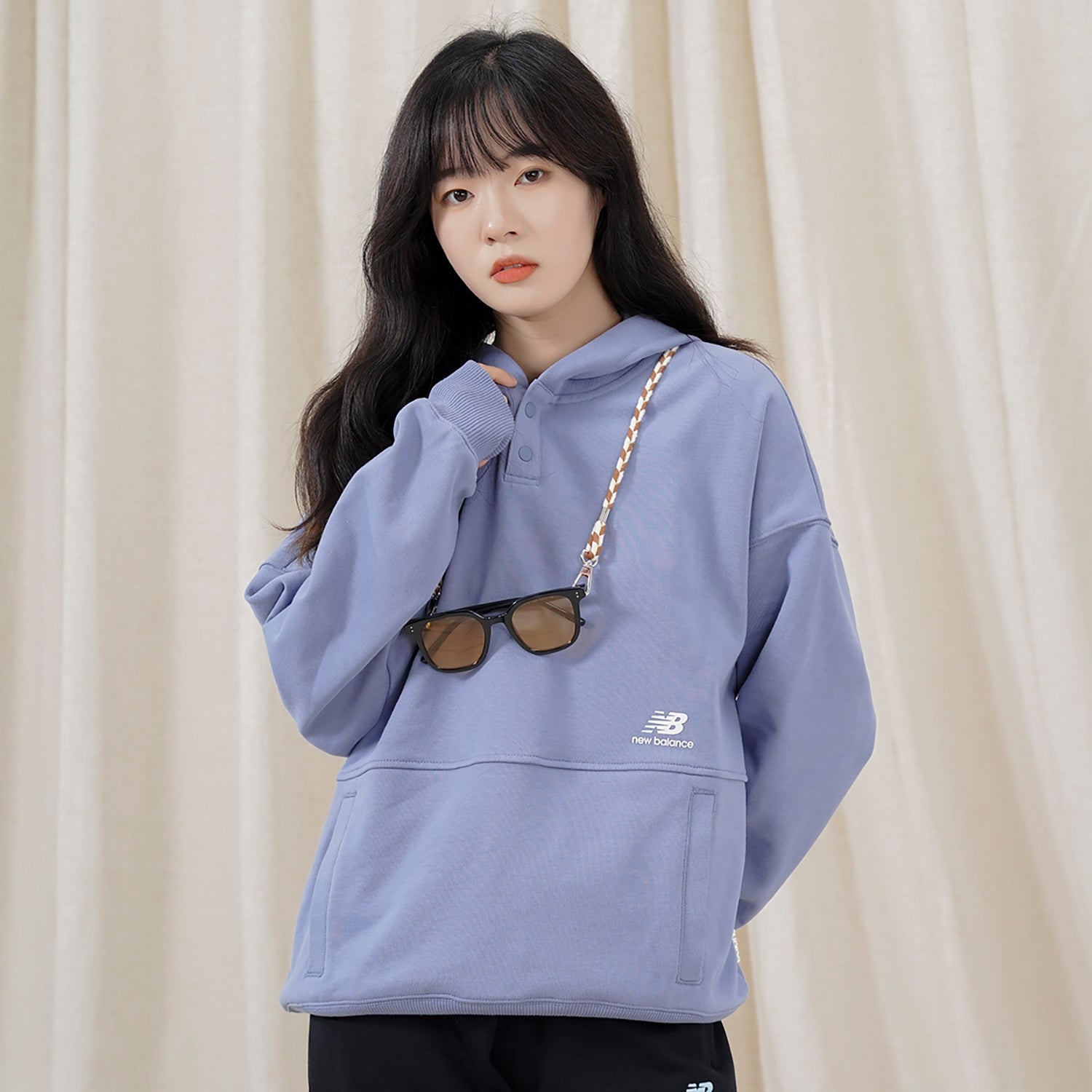 (WMNS) New Balance Classic Lifestyle Plain Hoodie Asia Sizing 'Blue' AWT23322-AGY