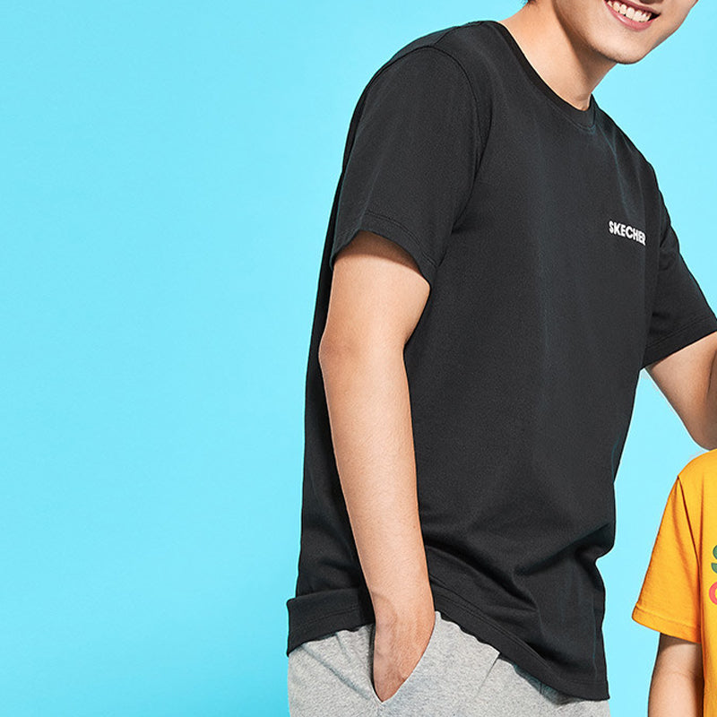 Skechers Knit Printing Short Sleeve Couple Style Black L220U067-002K