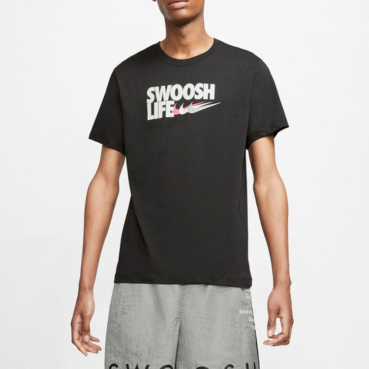 Nike Alphabet Logo Round Neck Short Sleeve Tee 'Black Swoosh Life' CU0088-010