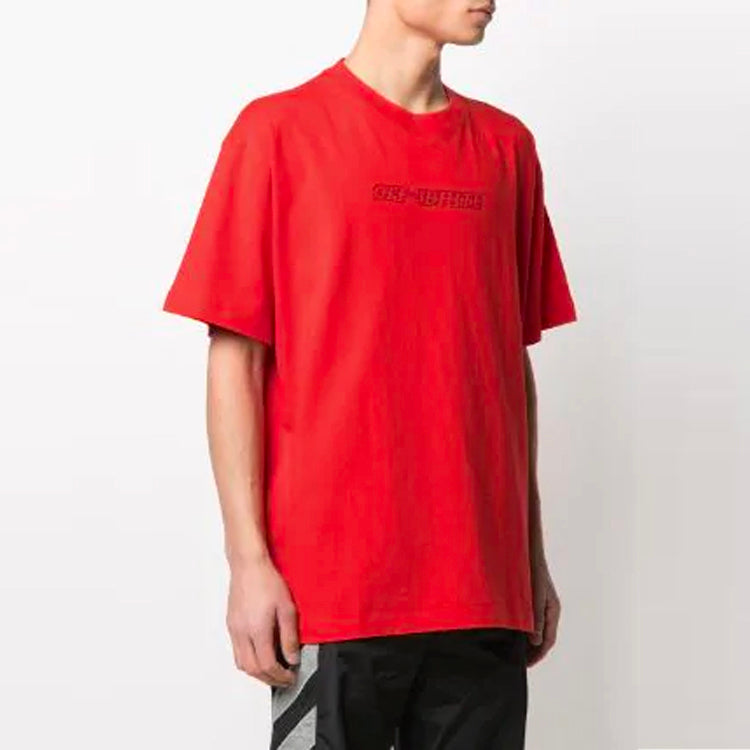 Off-White SS21 Printing Short Sleeve Red OMAA038R21JER0092531