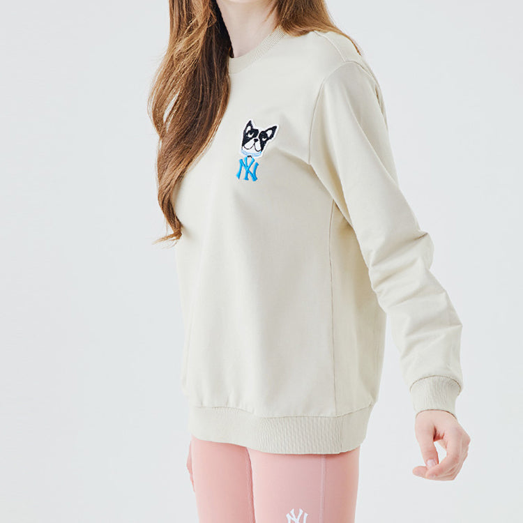 MLB Cartoon Series Embroidered Sports Round Neck Long Sleeves Unisex Khaki 31MTC1011-50B