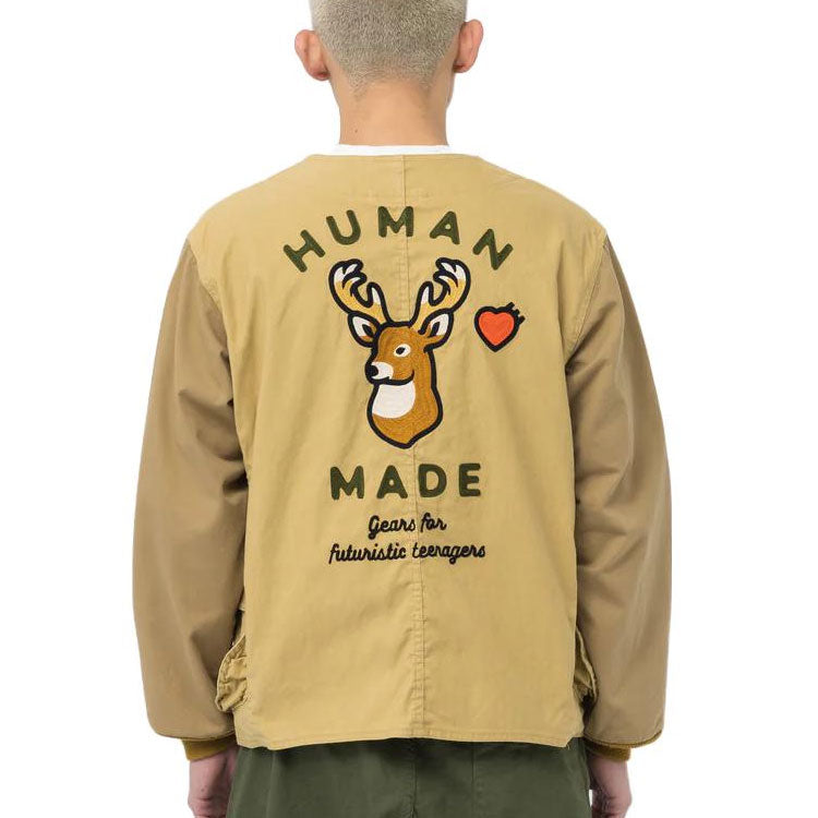 HUMAN MADE Collarless Hunting Jacket 'Beige' HM25JK014