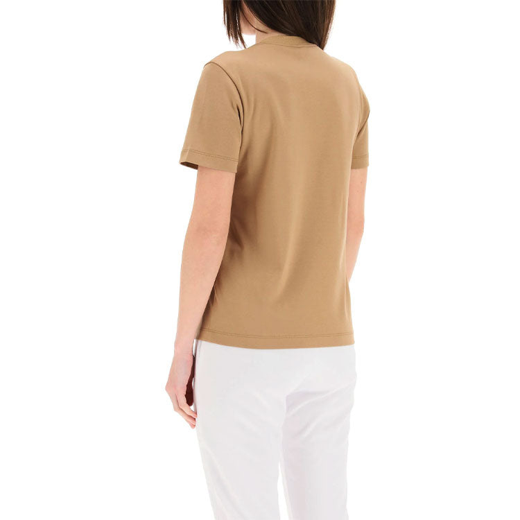 FENDI Round Neck Alphabet Logo Short Sleeve Beige FS7254AFLDF1D3F