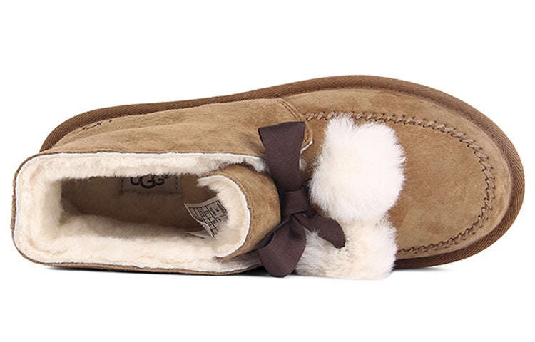 (WMNS) UGG Kallen Suede Moc Toe Pom Pom Slipper 'Chestnut' 1017541-CHE