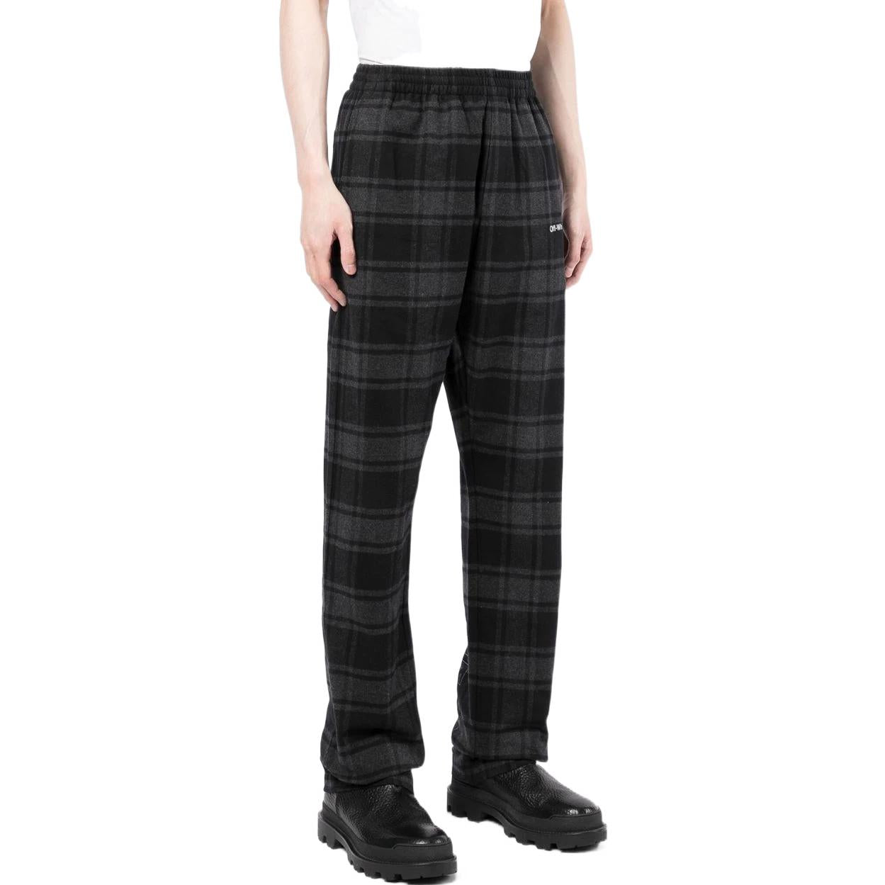 Men's Off-White SS22 Plaid Straight Casual Pants/Trousers Black OMCA228C99FAB0010501LIGHT