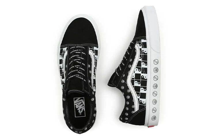Vans Old Skool Bkwht Taiji Grid Wear-Resistant Non-Slip Low Top Casual Skate Shoes Unisex Black White VN0A7Q2JBCH