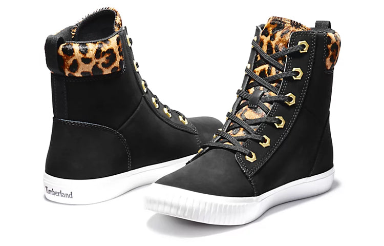 (WMNS) Timberland SKyla Bay 6 Inch Boot 'Black Nubuck wtih Cheetah Collar' A2F1P001