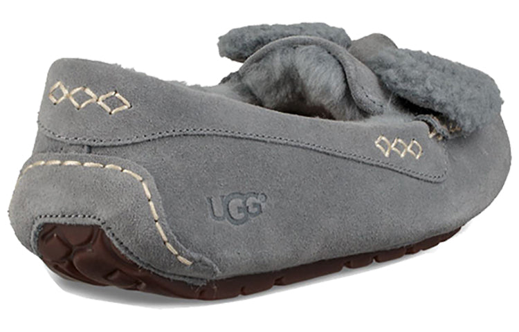 (WMNS) UGG Ansley Fur Bow Gray 1019758-GYS