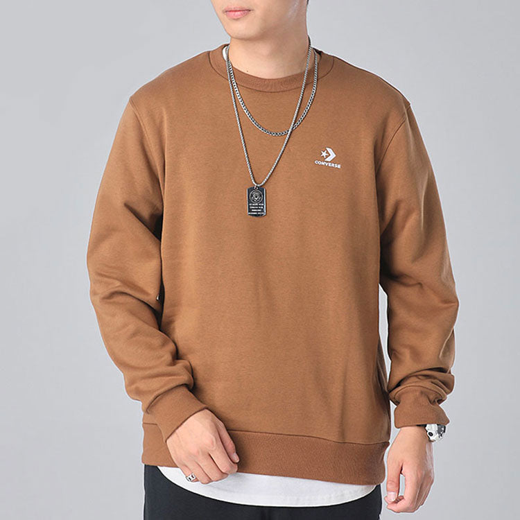 Men's Converse Chuck Taylor Seasonal Small Logo Solid Color Round Neck Pullover Brown 10019924-A06