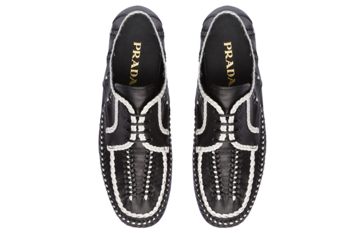 (WMNS) PRADA Prada two-tone Woven Lace-Up Shoes 'Black' 1E177M_3AVH_F0967_F_005