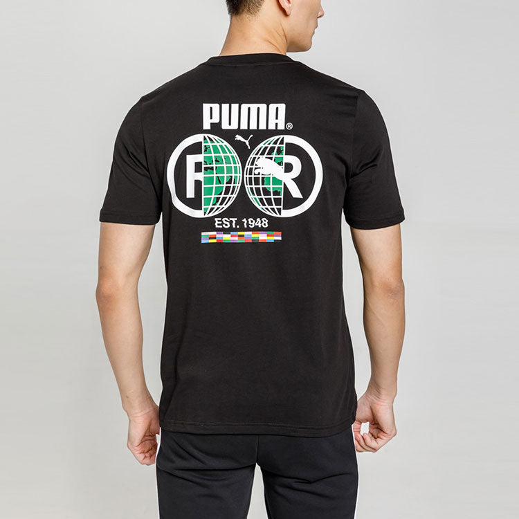 PUMA Intl Tee Subject Printing Round Neck Short Sleeve Black 532274-01
