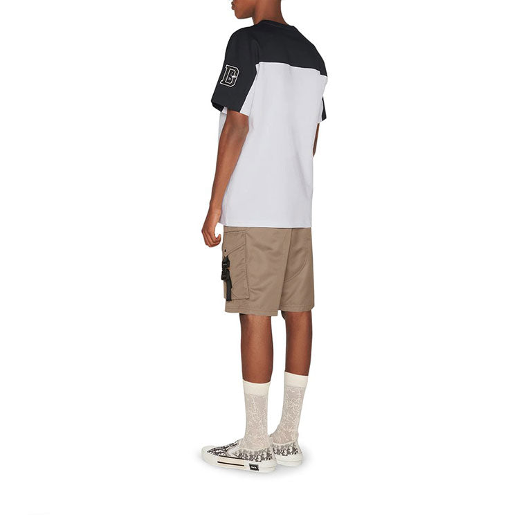 Men's DIOR Logo Colorblock Round Neck Short Sleeve White T-Shirt 193J646A0554-580