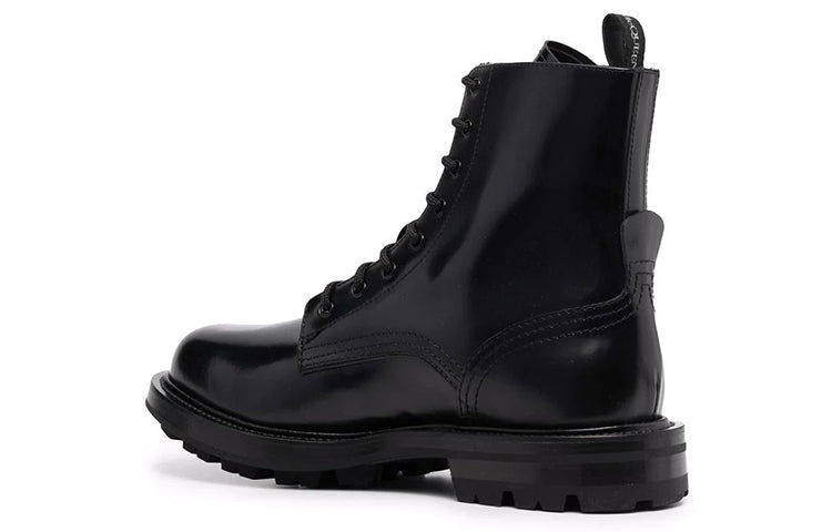 Alexander McQueen Polished Leather Combat Boots 'Black' 683569WHZ801000